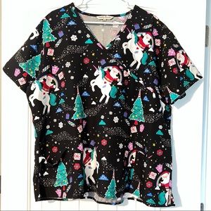 Gabby Brooke Christmas Themed Scrub Shirt